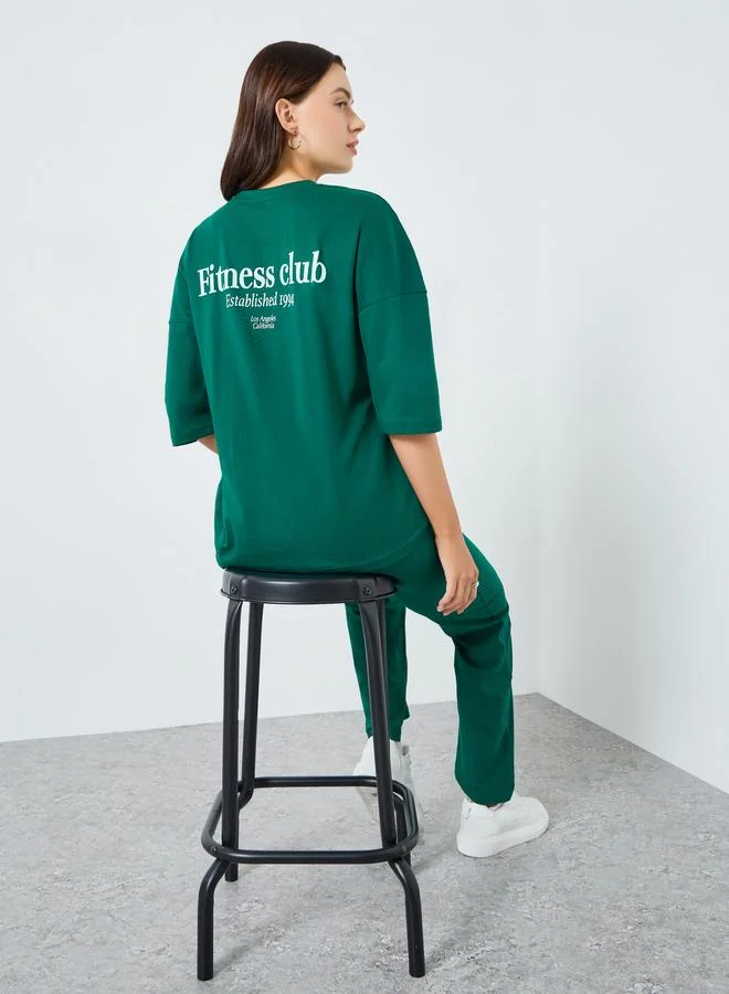 Styli Women Dark Green T-Shirt and Leggings Co-Ords